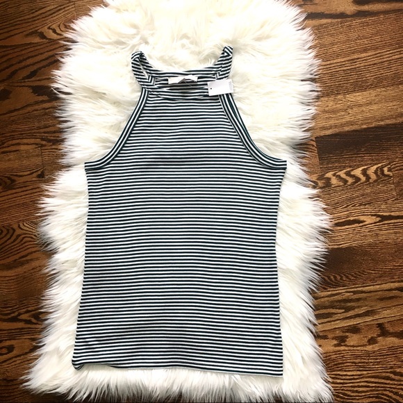 LOFT Tops - NWT Loft teal green striped halter top L